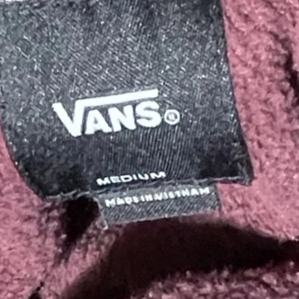 Vans Men's Hoodie Sweatshirt Medium Maroon Pullover Off The Wall Logo - Picture 3 of 7